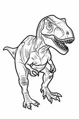 Dinosaur coloring page, cartoon style, white background, generative ai, generative, ai
