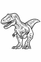 Fototapeta premium Dinosaur coloring page, cartoon style, white background, generative ai, generative, ai