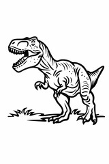 Fototapeta premium Dinosaur coloring page, cartoon style, white background, generative ai, generative, ai