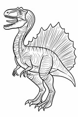 Dinosaur coloring page, cartoon style, white background, generative ai, generative, ai