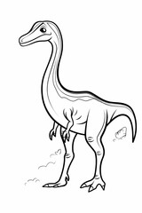 Fototapeta premium Dinosaur coloring page, cartoon style, white background, generative ai, generative, ai