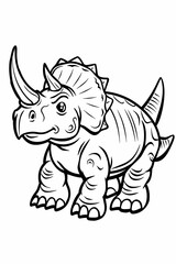 Fototapeta premium Dinosaur coloring page, cartoon style, white background, generative ai, generative, ai