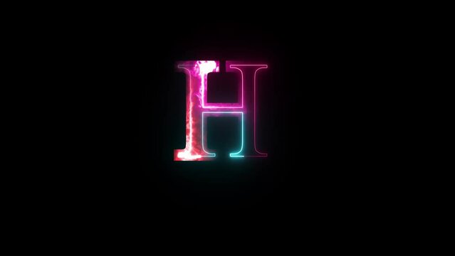 Glowing neon alphabet H .Educational concept with neon letter H. Shine text H the best digital symbol and 3d render.