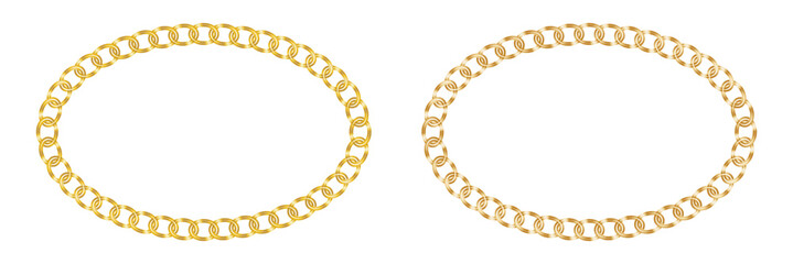 Luxury chains from base metals, fashion concept. Gold chain isolated. Vector necklace on white background. Chunky chain golden metallic necklace or bracelet.