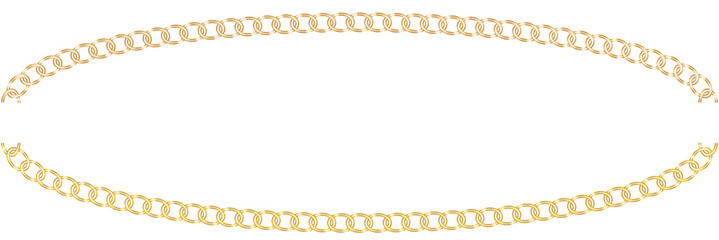 Luxury chains from base metals, fashion concept. Gold chain isolated. Vector necklace on white background. Chunky chain golden metallic necklace or bracelet.