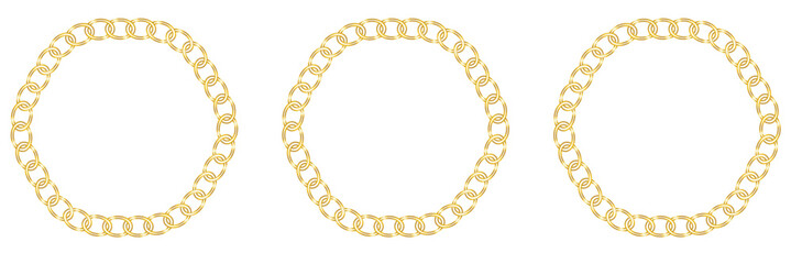 Luxury chains from base metals, fashion concept. Gold chain isolated. Vector necklace on white background. Chunky chain golden metallic necklace or bracelet.