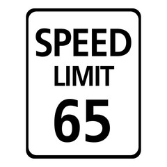 Traffic signs warn of speed limits of 65 kilometers per hour.