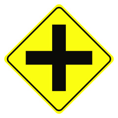 Traffic signs warning of intersections.