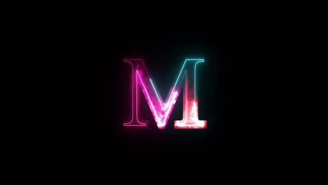 Glowing neon alphabet M .Educational concept with neon letter B. Shine text B the best digital symbol and 3d render.