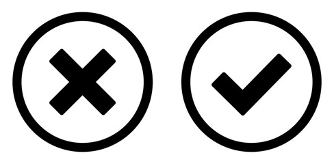 Obraz premium simple icon vector of tick and cross symbol. Yes, no, Correct, Wrong
