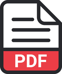 Pdf file icon vector. symbol, sign, extension, format
