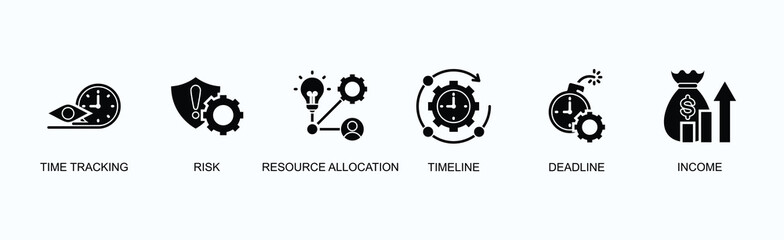 Deadline Management Banner Web Icon Vector Illustration Concept With Time Tracking, Risk, Resource Allocation, Timeline, Deadline, Income