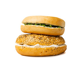 Bagel, Round Bread Bun, Wheat Bakery with Grains And Seeds for Breakfast, Plain Circle Bagel Bread