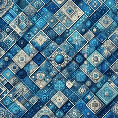 青いパターン壁紙