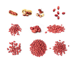 Peanuts Isolated, Roasted Arachis Nuts Pile, Heap of Pea Nut, Whole Groundnut with Shell, Macro Peanut Top View