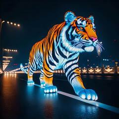 光を帯びたトラ