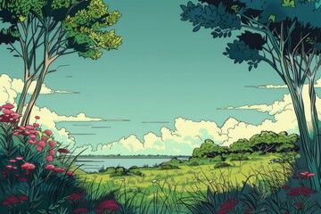 A beautiful and charming forest and field