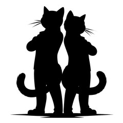 腕を組んで二足歩行で立つネコのシルエット