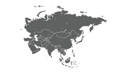 Asia continent map isolated on white background. for website layouts, background, education, precise, customizable, Travel worldwide, map silhouette backdrop, earth geography, political, physical.