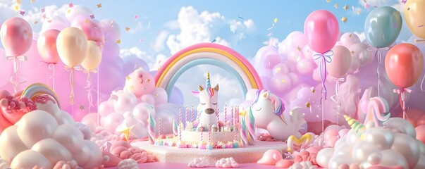 Epic Unicorn Birthday Party in Heavenly Pastel Cloud Dreamscape with Sparkling