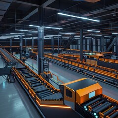 High-tech automated sorting system in action at a logistics facility