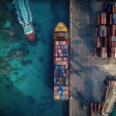 Time-lapse of a container ship being loaded and unloaded at a busy port.