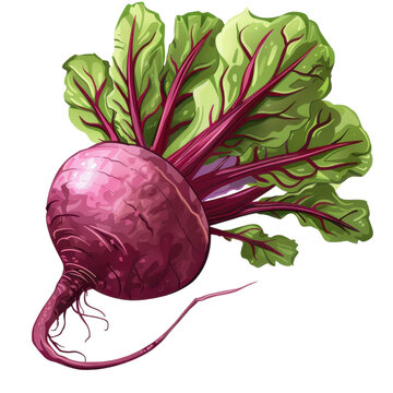 purple beet with green leaves clip art preview