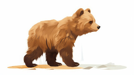 Obraz premium A Brown Bear Illustration Standing and Looking Forward in a Calm and Friendly Manner