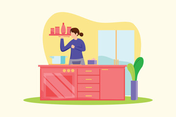 Day in the life Concept. Colored flat vector illustration isolated.