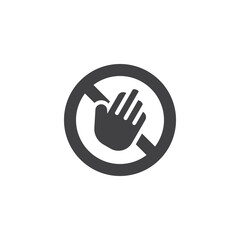 Stop sign with a hand symbol vector icon