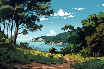 Naklejka premium A delightful and charming forest and meadow