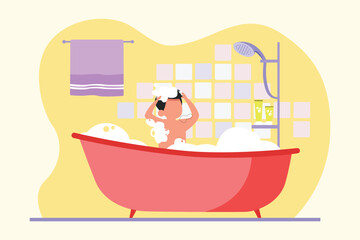 Day in the life Concept. Colored flat vector illustration isolated.