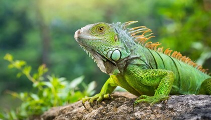 Obraz premium green iguana on a branch