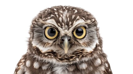 Fototapeta premium Baby Little Owl 4 weeks old close up against white background