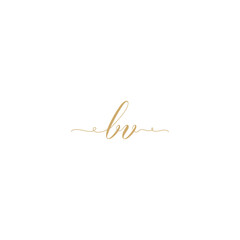 BV initial logo design vector stock gold. BV initials signature logo. Handwritten logo vector templates. Hand drawn Calligraphy lettering Vector illustration.