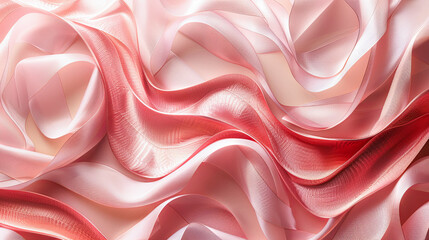 Fototapeta premium Abstract Pink and Red Satin Fabric Background with Soft Smooth Waves for Valentine's Day Romance Designs