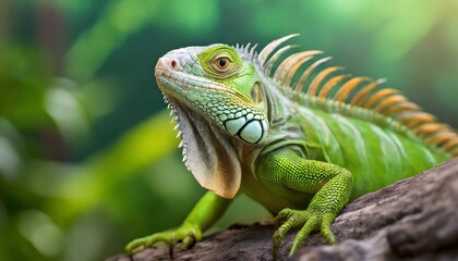 Obraz premium Small Green Iguana Closeup