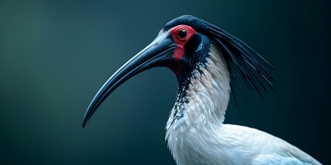 Obraz premium Japanese crested ibis also known as Nipponia nippon is a rare bird. Concept Birds, Nature, Wildlife, Endangered Species, Conservation