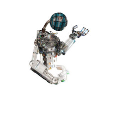 3d glass robot rendering