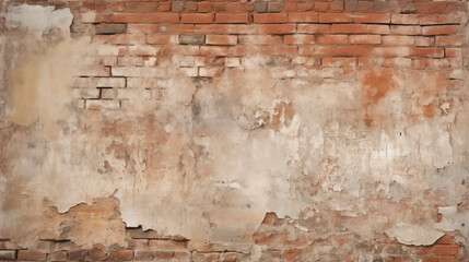 Obraz premium An Old Brick Wall with Cracks and Stains Reflecting the Wear and Tear of Time