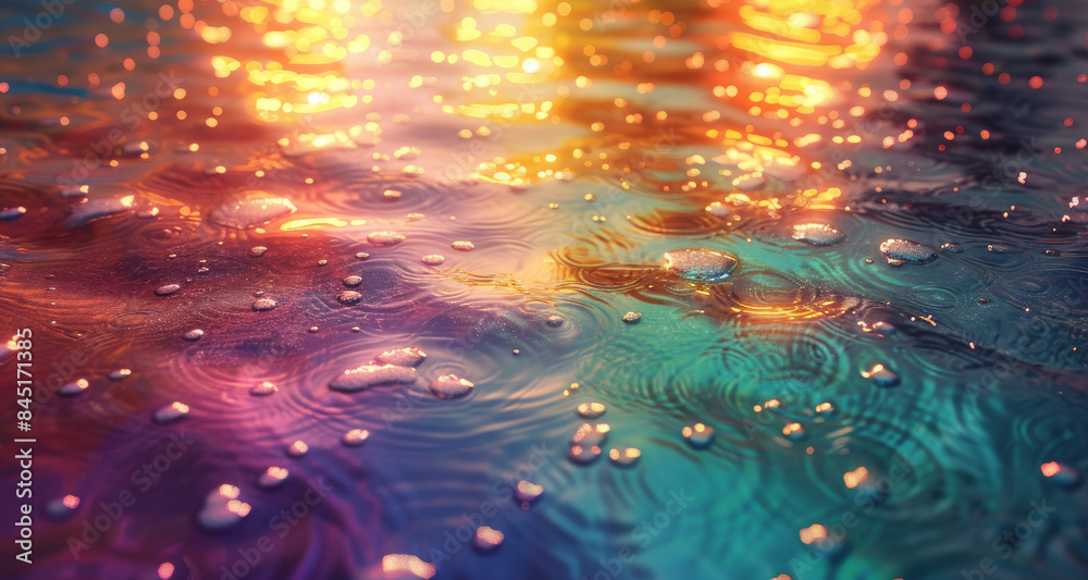 Poster rainbow color on water. generative ai.