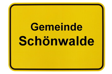 Illustration eines Ortsschildes der Gemeinde Schönwalde in Mecklenburg-Vorpommern