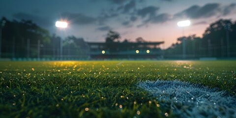Nighttime sports stadium backdrop with blurred lighting for football and cricket. Concept Night Sports Photography, Stadium Backdrop, Lighting Effects, Football, Cricket