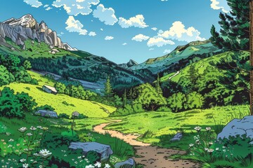 Obraz premium A picturesque view of a forest and open area