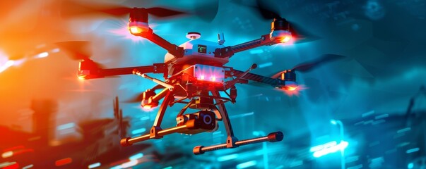 Cutting-edge medical drones deliver advanced treatments in bright, futuristic healthcare facilities