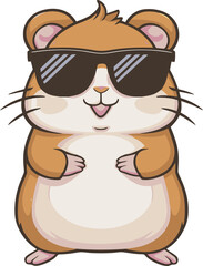 Cute Cartoon Illustration of a Hamster Wearing Glasses