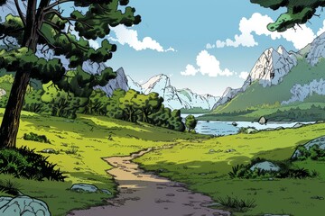 A whimsical and peaceful forest and open area