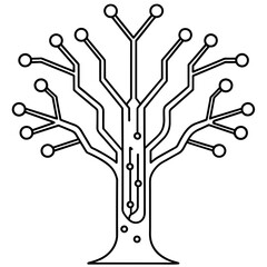 Hand drawn cybernetics tree with splashes - Vector design and illustration - Digital vector - Latest vector - Premium Victor