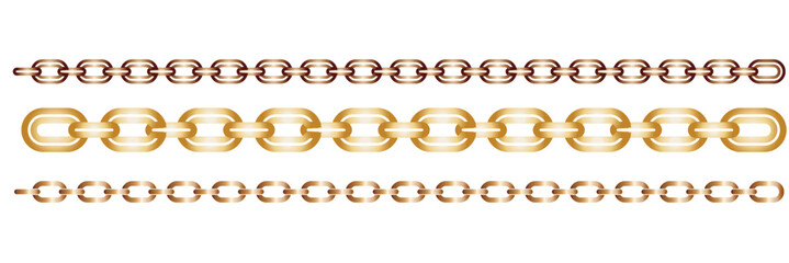 Set of chain vector icons on white background. Black long chain. Vector 10 Eps.