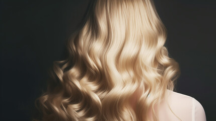 Naklejka premium wavy blond hair back view